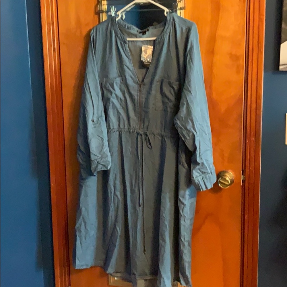 Torrid Zip Up Chambray Dress Size 3X NWT